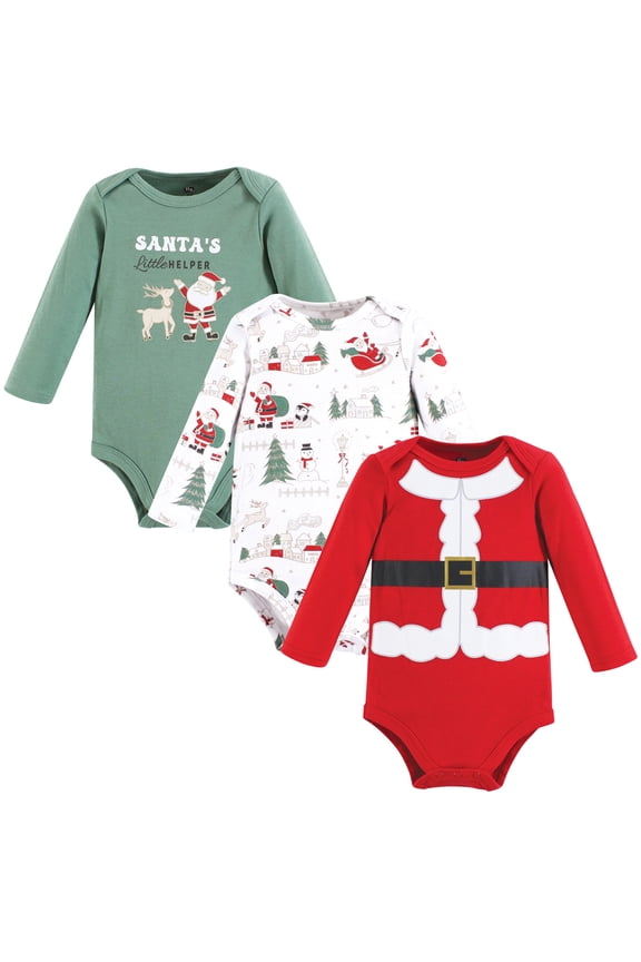 Cotton Long-Sleeve Bodysuits, 3- Pack, Newborn- 24 Months