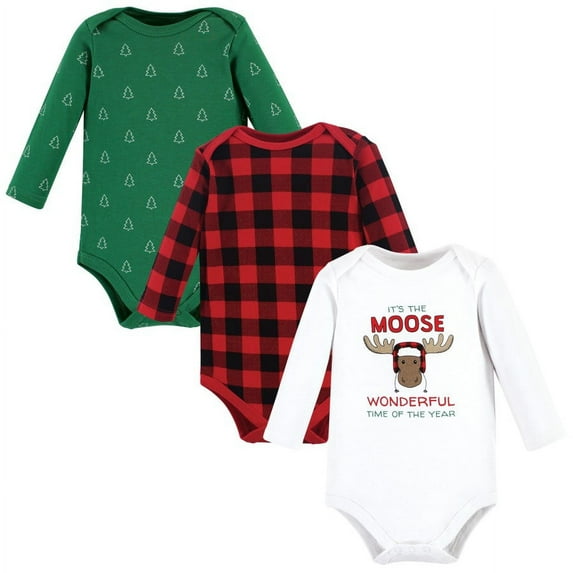 Hudson Baby Cotton Long-Sleeve Bodysuits, 3- Pack, Newborn- 24 Months