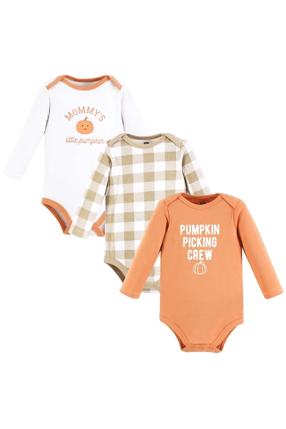 Cotton Long-Sleeve Bodysuits, 3- Pack, Newborn- 24 Months