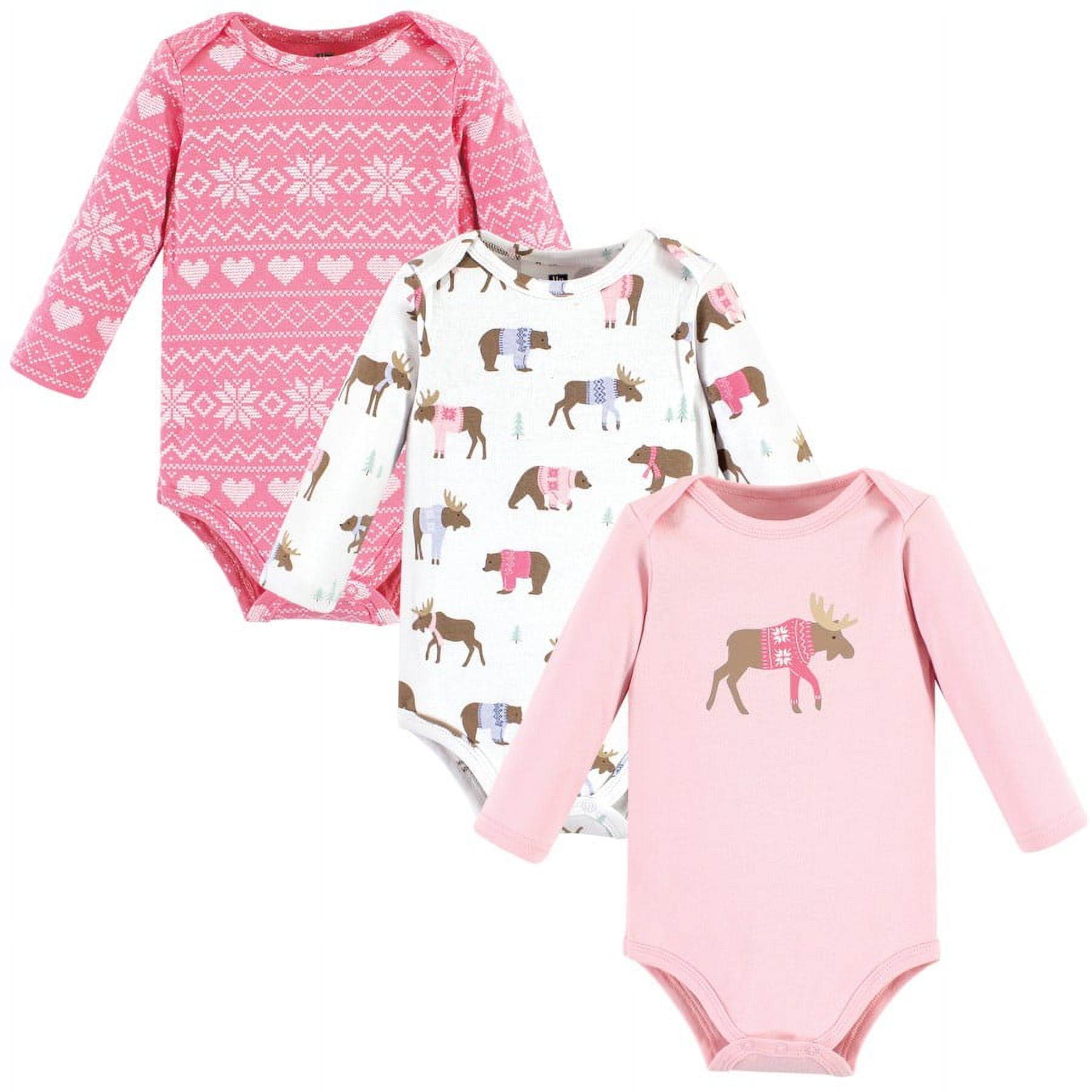 Hudson Baby Cotton Long-Sleeve Bodysuits, 3-Pack, Newborn- 24 Months