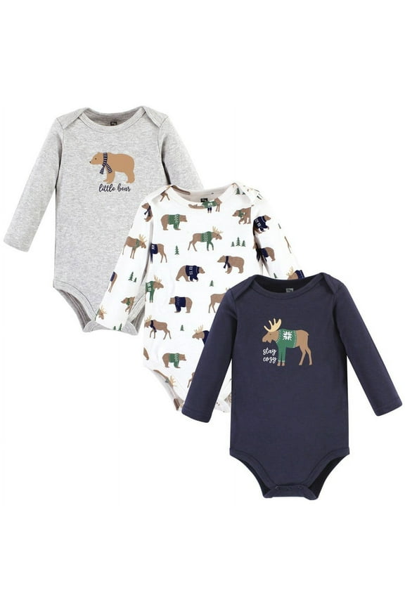 Cotton Long-Sleeve Bodysuits, 3- Pack, Newborn- 24 Months