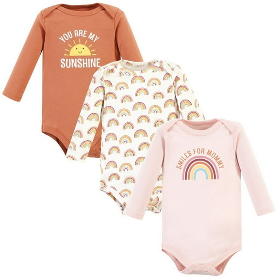 Hudson Baby Cotton Long-Sleeve Bodysuits, 3-Pack, Newborn- 24 Months