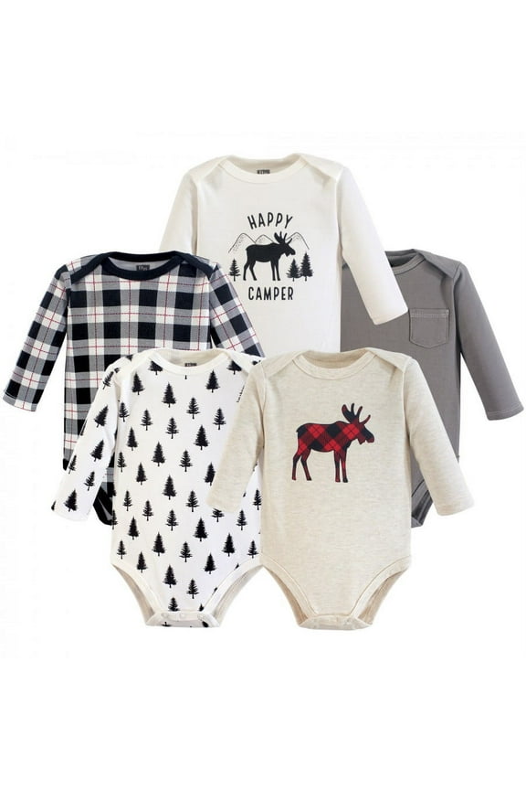 Cotton Long-Sleeve Bodysuits, 5-Pack, Newborn- 24 Months