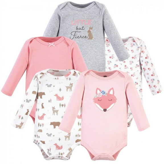 Hudson Baby Cotton Long-Sleeve Bodysuits, 5-Pack, Newborn- 24 Months