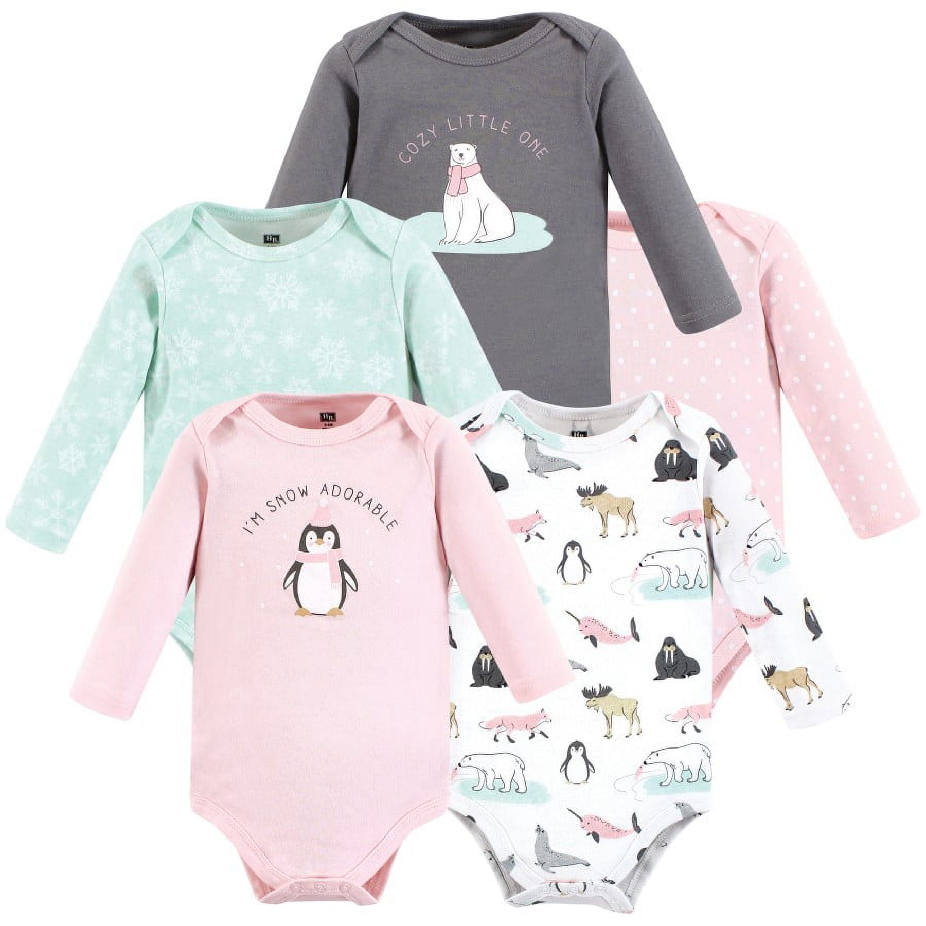 Hudson Baby Cotton Long-Sleeve Bodysuits, 5-Pack, Newborn- 24 Months