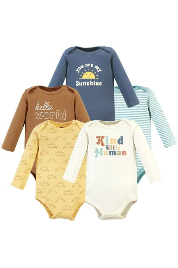 Cotton Long-Sleeve Bodysuits, 5-Pack, Newborn- 24 Months