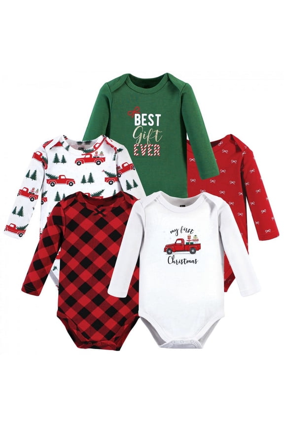 Cotton Long-Sleeve Bodysuits, 5-Pack, Newborn- 24 Months