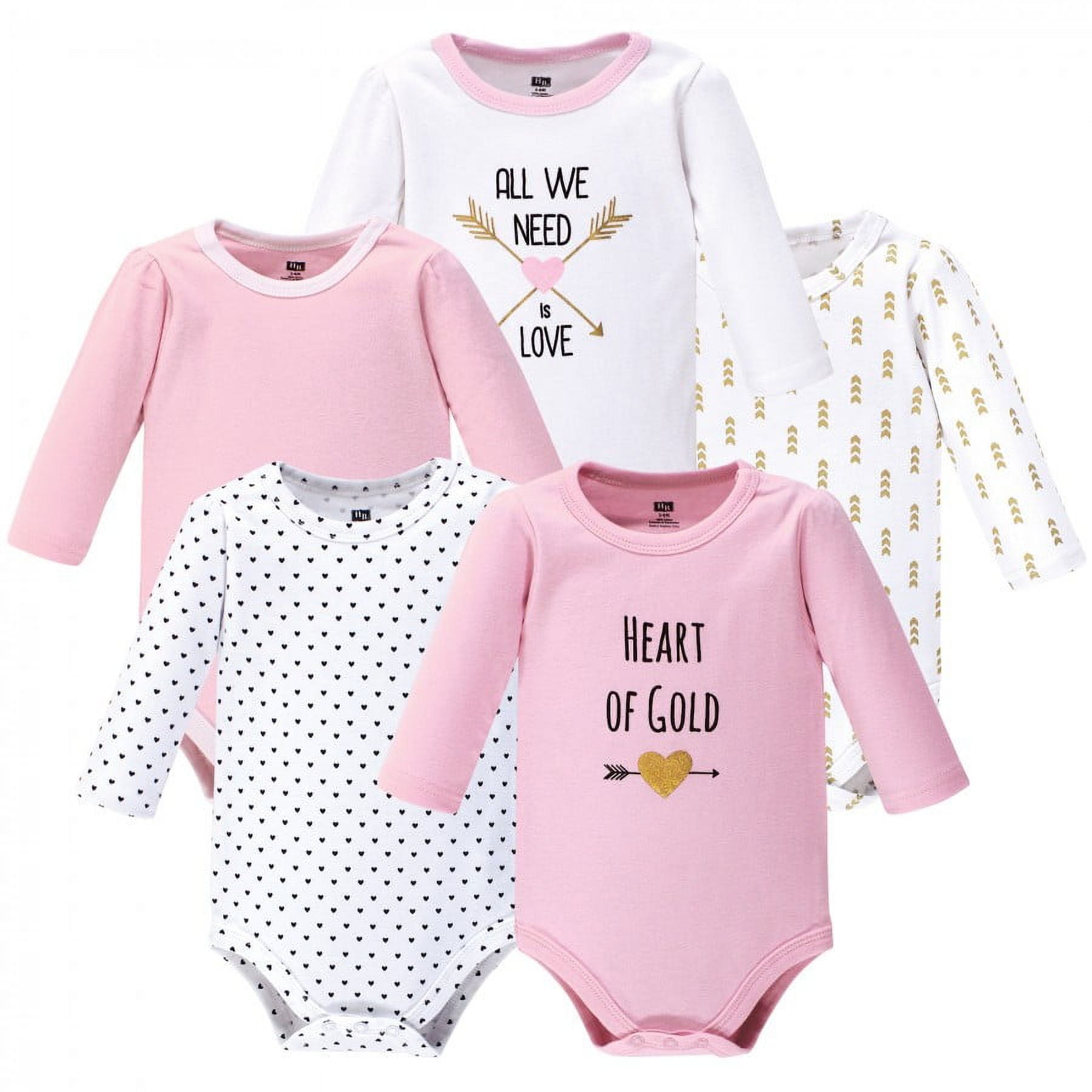 Hudson Baby Cotton Long-Sleeve Bodysuits, 5-Pack, Newborn- 24 Months