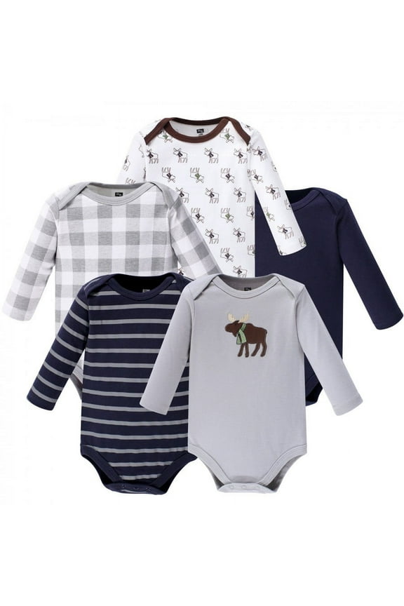 Cotton Long-Sleeve Bodysuits, 5-Pack, Newborn- 24 Months