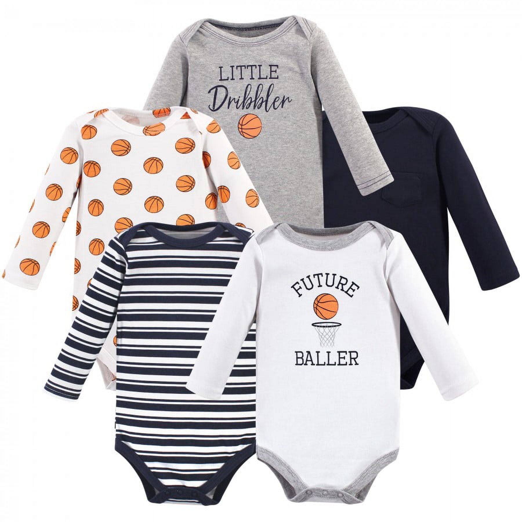 Hudson Baby Cotton Long-Sleeve Bodysuits, 5-Pack, Newborn- 24 Months