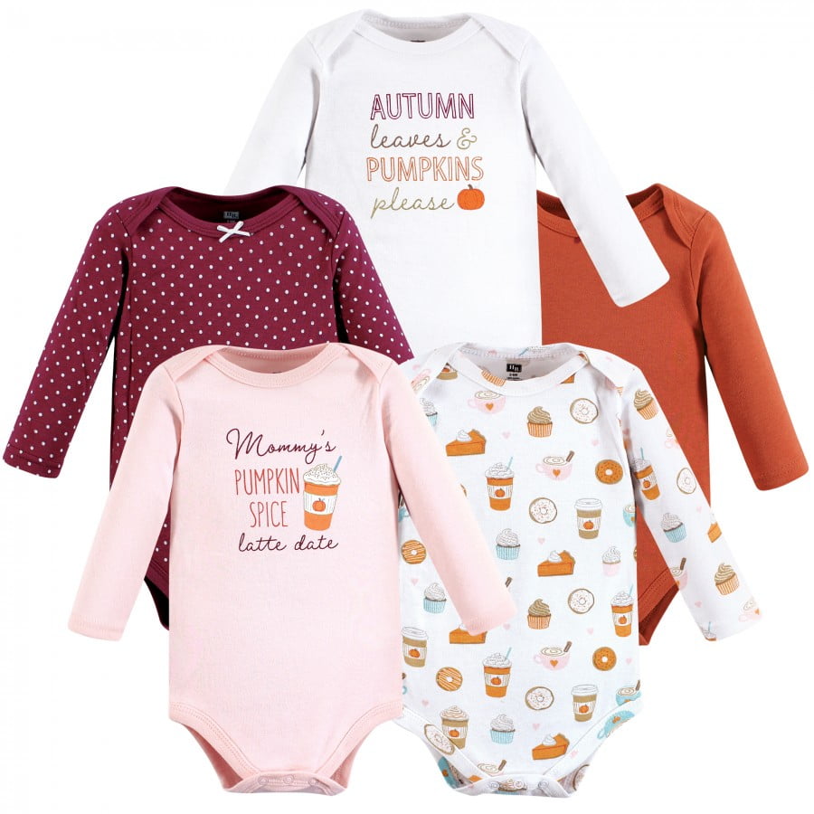 Hudson Baby Cotton Long-Sleeve Bodysuits, 5-Pack, Newborn- 24 Months