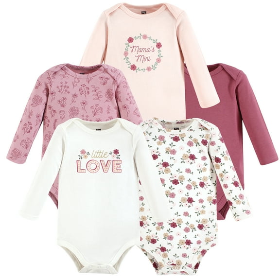 Hudson Baby Cotton Long-Sleeve Bodysuits, 5-Pack, Newborn- 24 Months