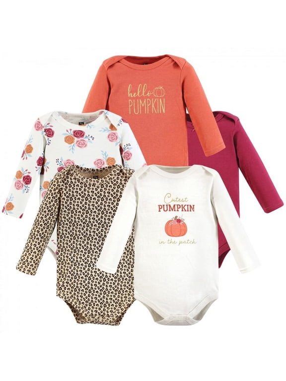 Cotton Long-Sleeve Bodysuits, 5-Pack, Newborn- 24 Months
