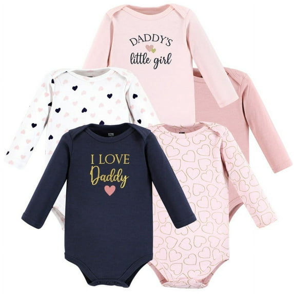 Hudson Baby Cotton Long-Sleeve Bodysuits, 5-Pack, Newborn- 24 Months