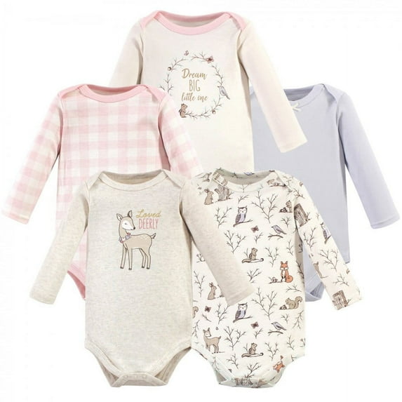 Hudson Baby Cotton Long-Sleeve Bodysuits, 5-Pack, Newborn- 24 Months