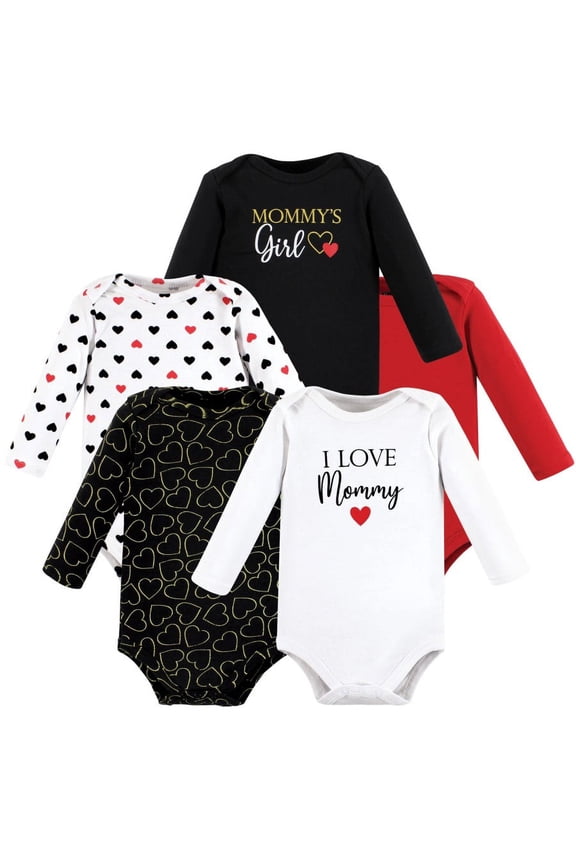 Cotton Long-Sleeve Bodysuits, 5-Pack, Newborn- 24 Months