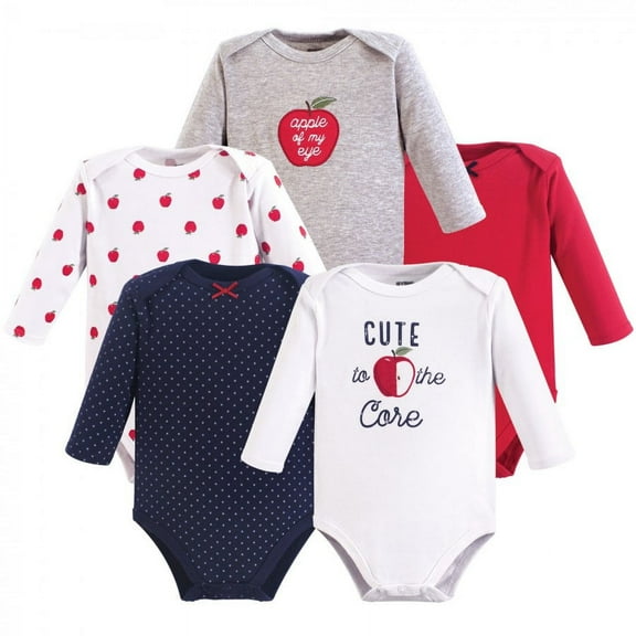 Hudson Baby Cotton Long-Sleeve Bodysuits, 5-Pack, Newborn- 24 Months