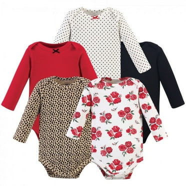 Hudson Baby Cotton Long-Sleeve Bodysuits, 5-Pack, Newborn- 24 Months