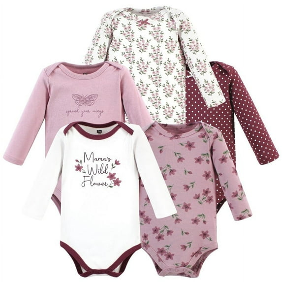Hudson Baby Cotton Long-Sleeve Bodysuits, 5-Pack, Newborn- 24 Months