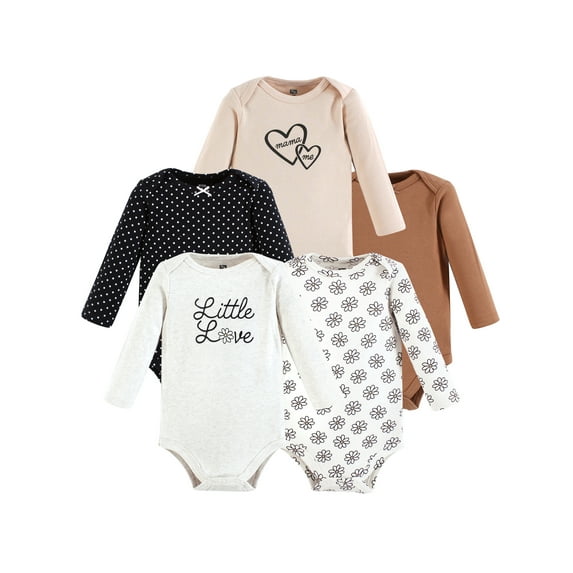 Hudson Baby Cotton Long-Sleeve Bodysuits, 5-Pack, Newborn- 24 Months