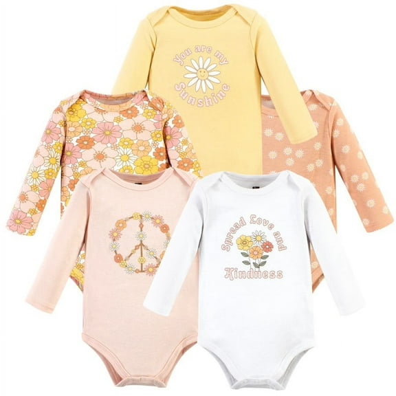 Hudson Baby Cotton Long-Sleeve Bodysuits, 5-Pack, Newborn- 24 Months