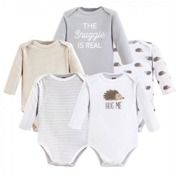 Hudson Baby Cotton Long-Sleeve Bodysuits, 5-Pack, Newborn- 24 Months