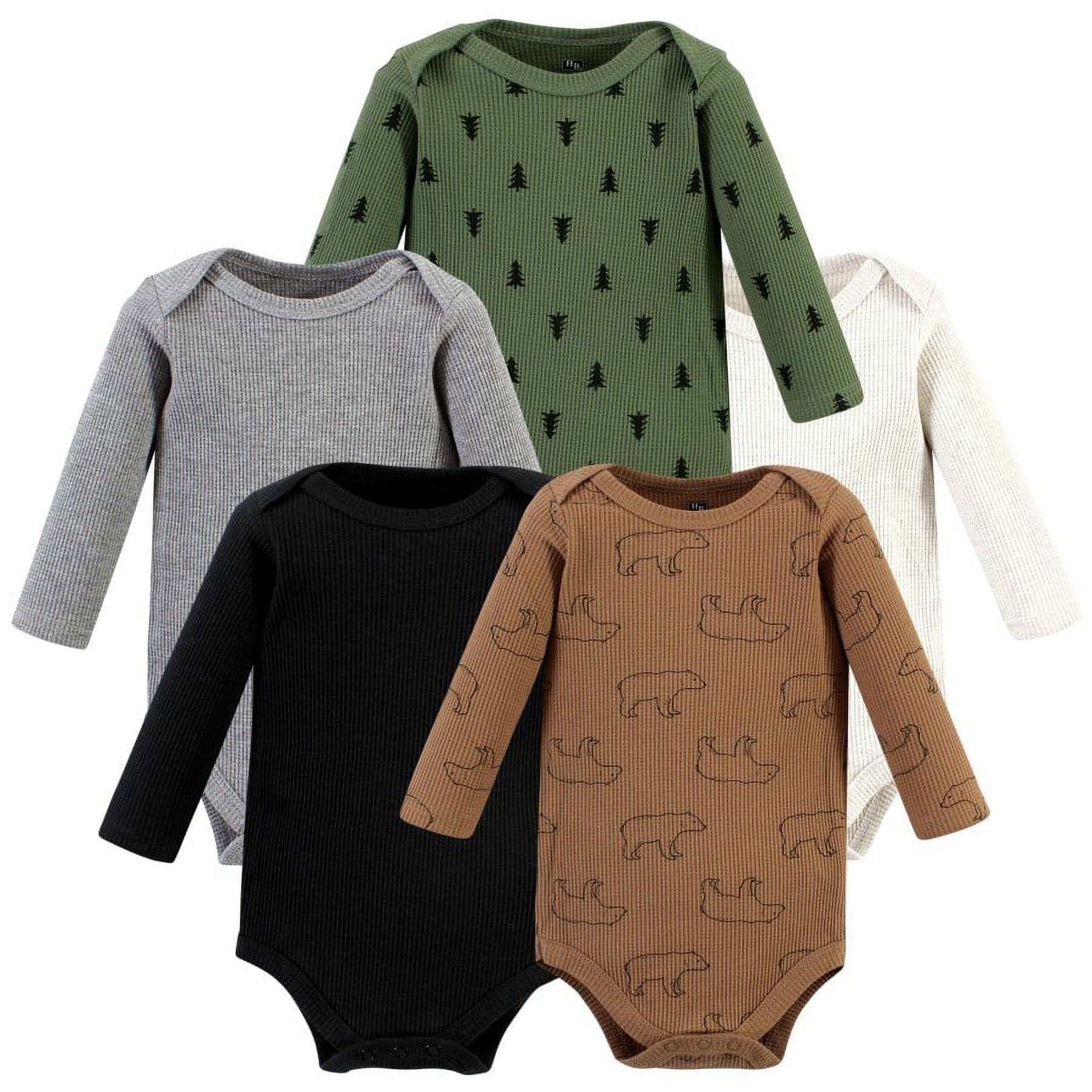Hudson Baby Cotton Long-Sleeve Bodysuits, 5-Pack, Newborn- 24 Months