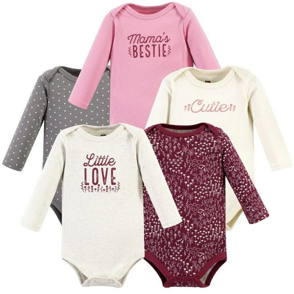 Hudson Baby Cotton Long-Sleeve Bodysuits, 5-Pack, Newborn- 24 Months