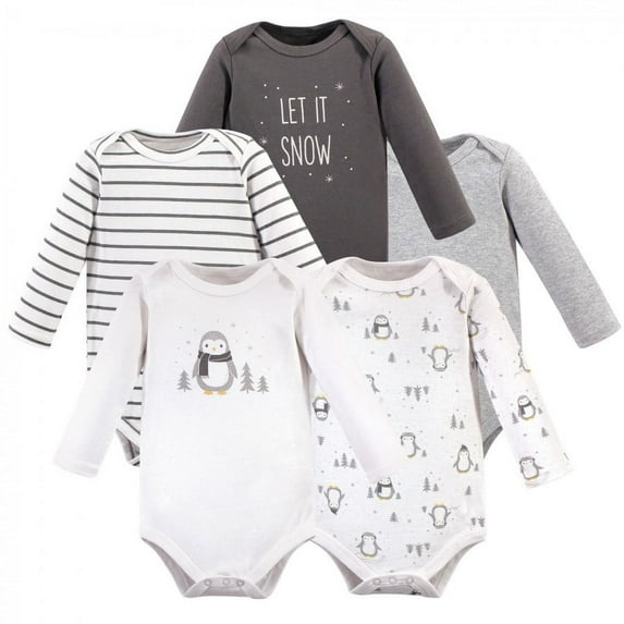 Hudson Baby Cotton Long-Sleeve Bodysuits, 5-Pack, Newborn- 24 Months