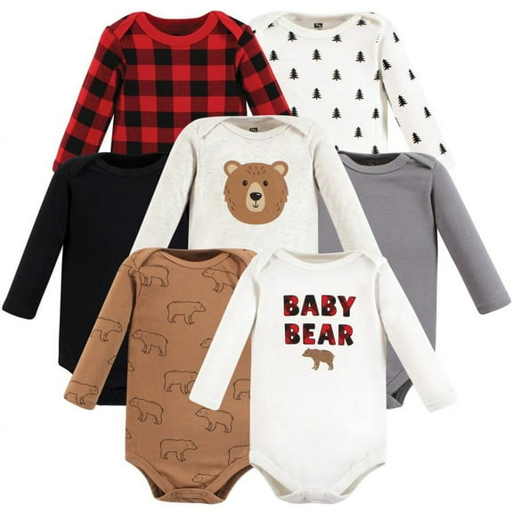 Hudson Baby Cotton Long-Sleeve Bodysuits, 7-Pack, Newborn-24 Months