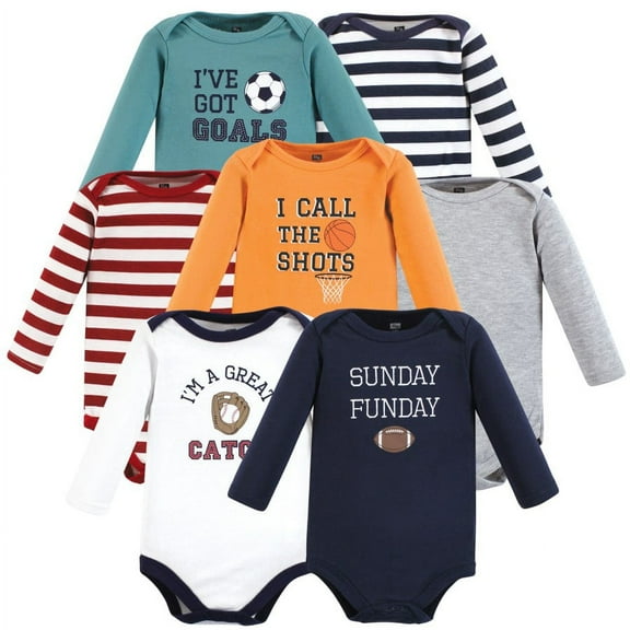 Hudson Baby Cotton Long-Sleeve Bodysuits, 7-Pack, Newborn-24 Months