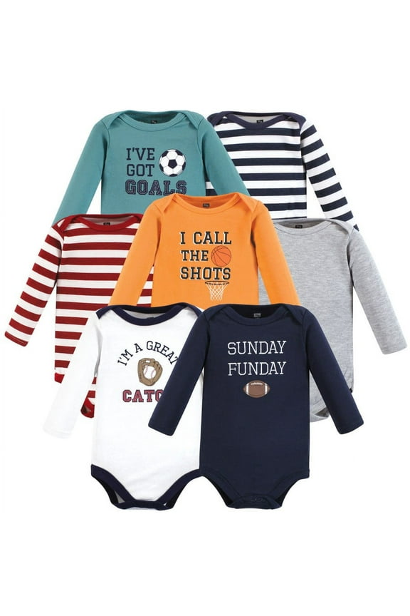 Cotton Long-Sleeve Bodysuits, 7-Pack, Newborn-24 Months