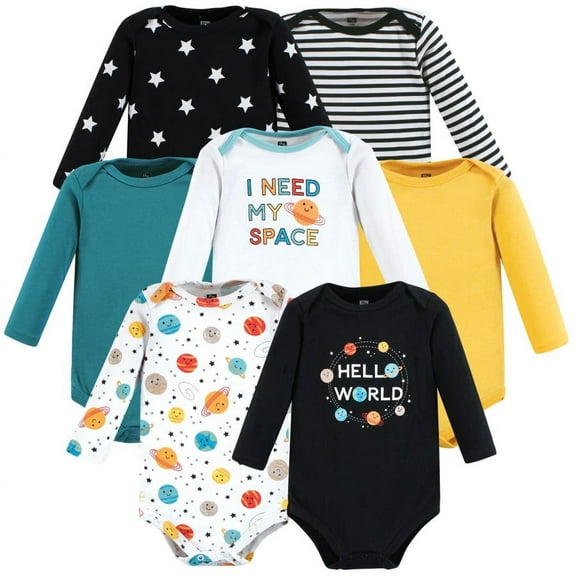 Hudson Baby Cotton Long-Sleeve Bodysuits, 7-Pack, Newborn-24 Months