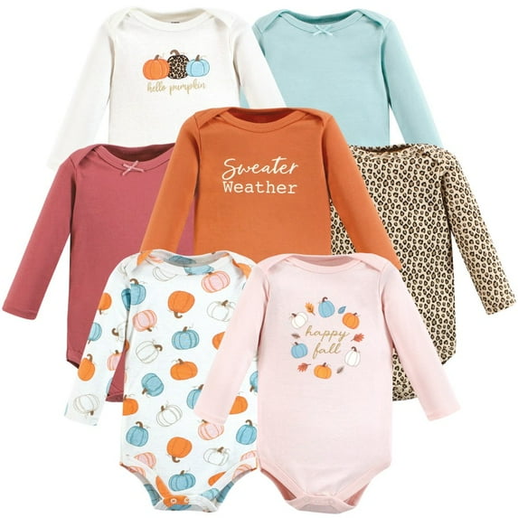 Hudson Baby Cotton Long-Sleeve Bodysuits, 7-Pack, Preemie-24 Months
