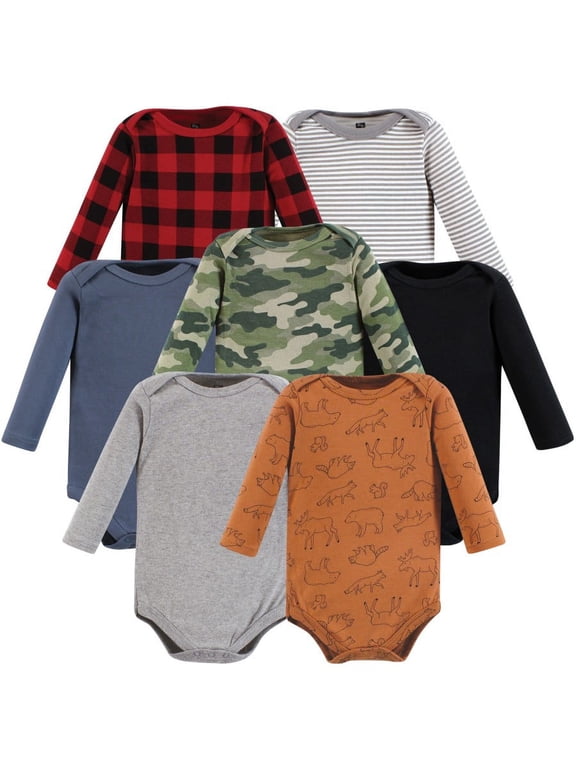 Cotton Long Sleeve Bodysuits, 7-Pack, Sizes Preemie-24 Months