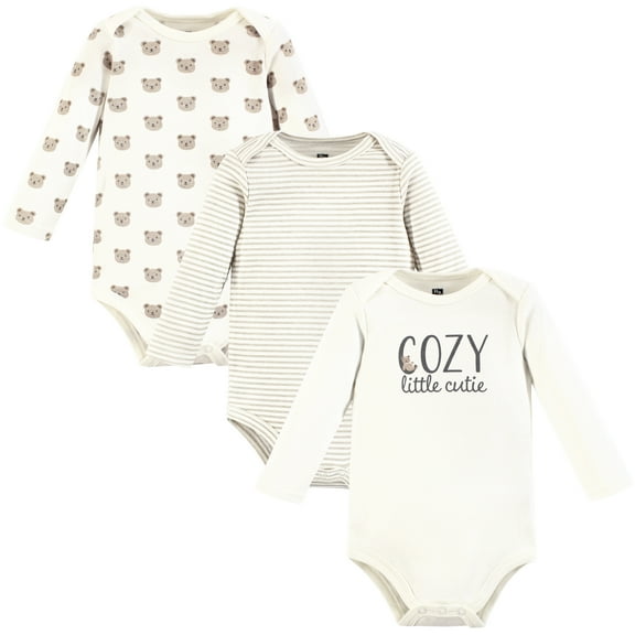 Hudson Baby Cotton Long-Sleeve Bodysuits, Cozy Cutie, 0-3 Months