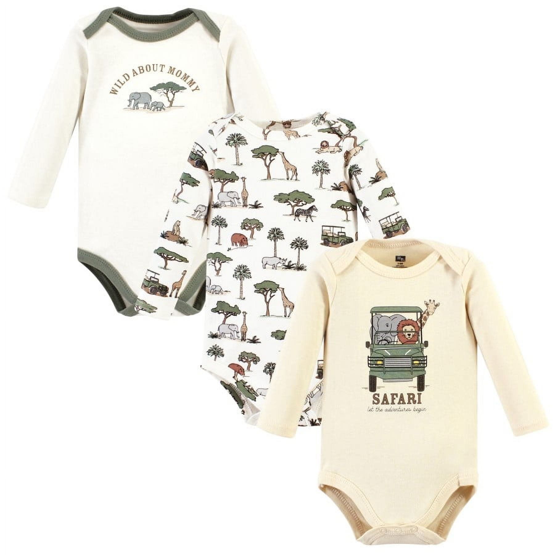 Hudson Baby Cotton Long-Sleeve Bodysuits, 3- Pack, Newborn- 24 Months