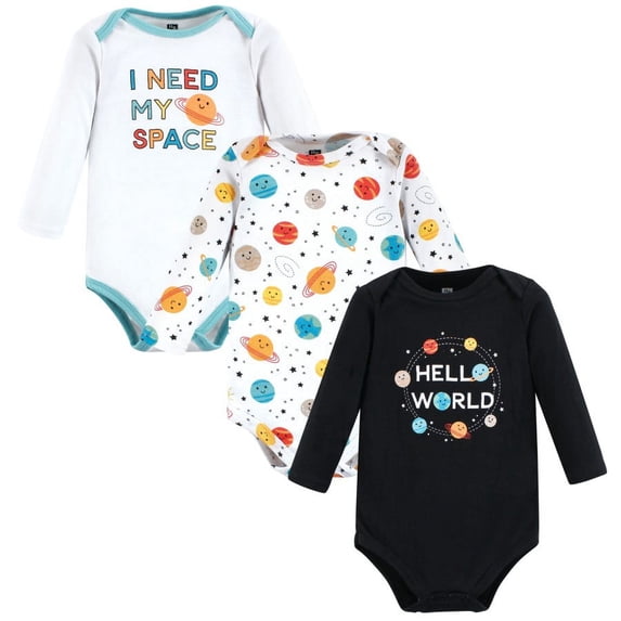 Hudson Baby Cotton Long-Sleeve Bodysuits, 3- Pack, Newborn- 24 Months