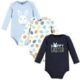 thumbnail image 1 of Hudson Baby Cotton Long-Sleeve Bodysuits, Hoppy Easter, 0-3 Months, 1 of 2