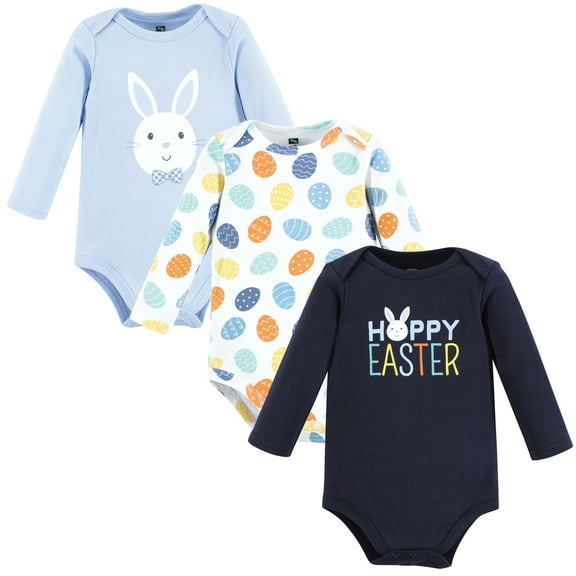 Hudson Baby Cotton Long-Sleeve Bodysuits, Hoppy Easter, 9-12 Months
