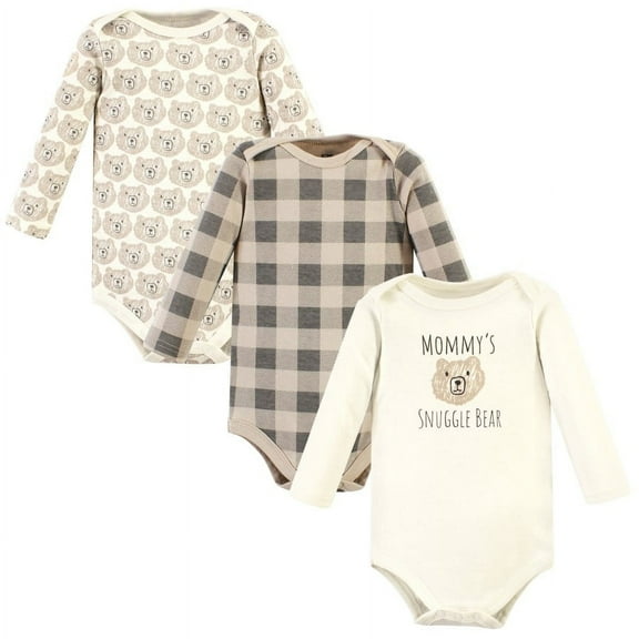Hudson Baby Cotton Long-Sleeve Bodysuits, Snuggle Bear, Preemie