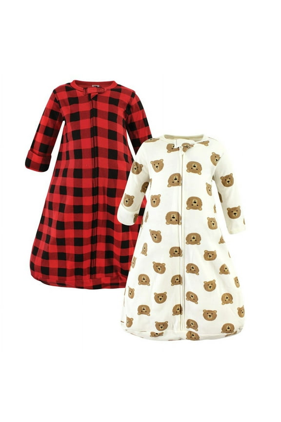 Cotton Long-Sleeve Wearable Sleeping Bag, Sack, Blanket, Brown Bear Long Sleeve, 3-9 Months