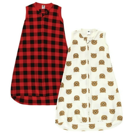 Hudson Baby Cotton Long-Sleeve Wearable Sleeping Bag, Sack, Blanket, Brown Bear Sleeveless, 3-9 Months