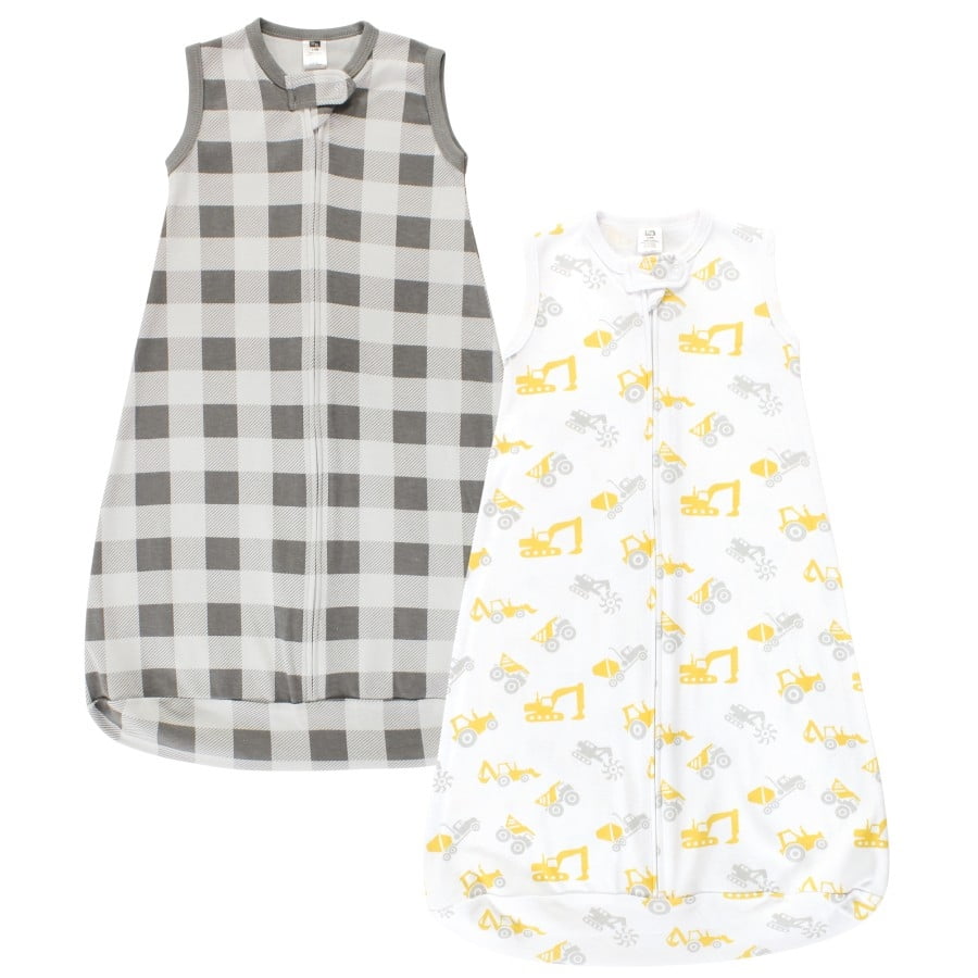 Hudson Baby Cotton Long-Sleeve Wearable Sleeping Bag, Sack, Blanket, Construction Vehicles Sleeveless, 12-18 Months