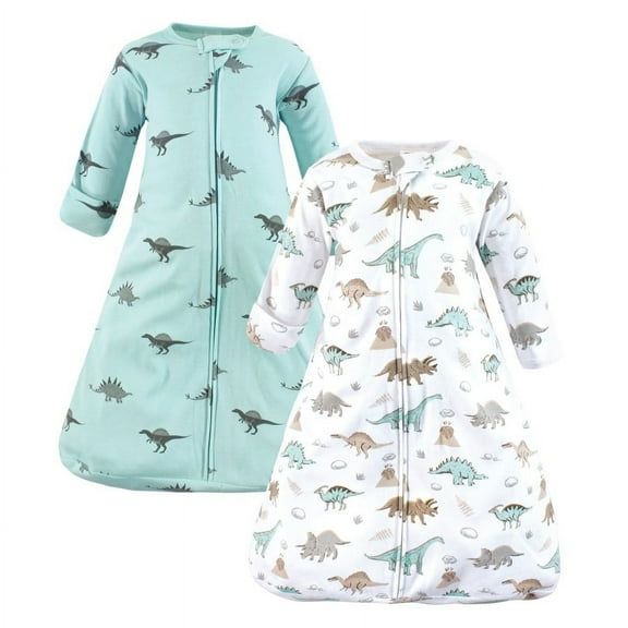 Hudson Baby Cotton Long-Sleeve Wearable Sleeping Bag, Sack, Blanket, Dino Blast Long Sleeve, 18-24 Months