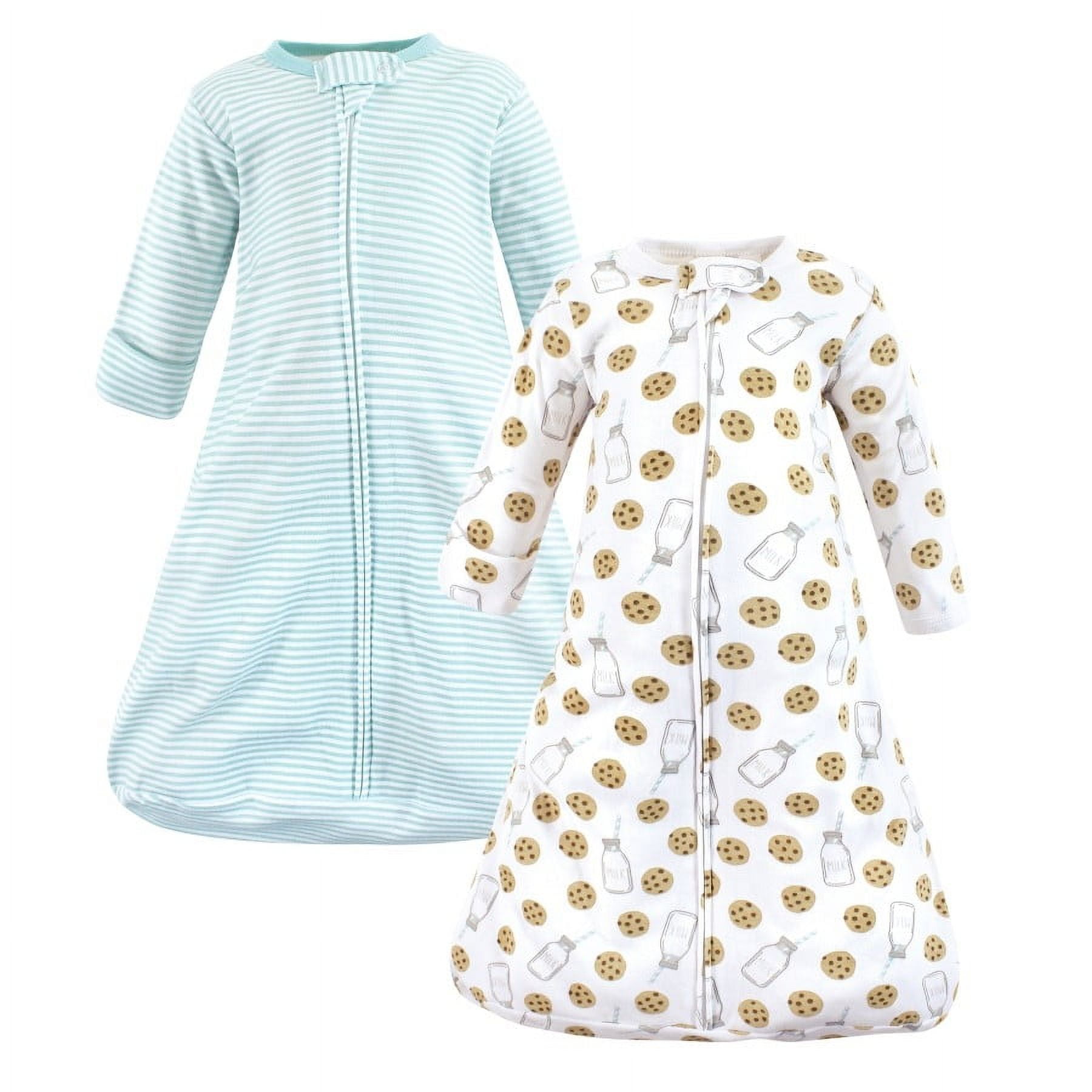 Hudson Baby Cotton Long-Sleeve Wearable Sleeping Bag, Sack, Blanket, Mint Milk Cookies Long Sleeve, 18-24 Months