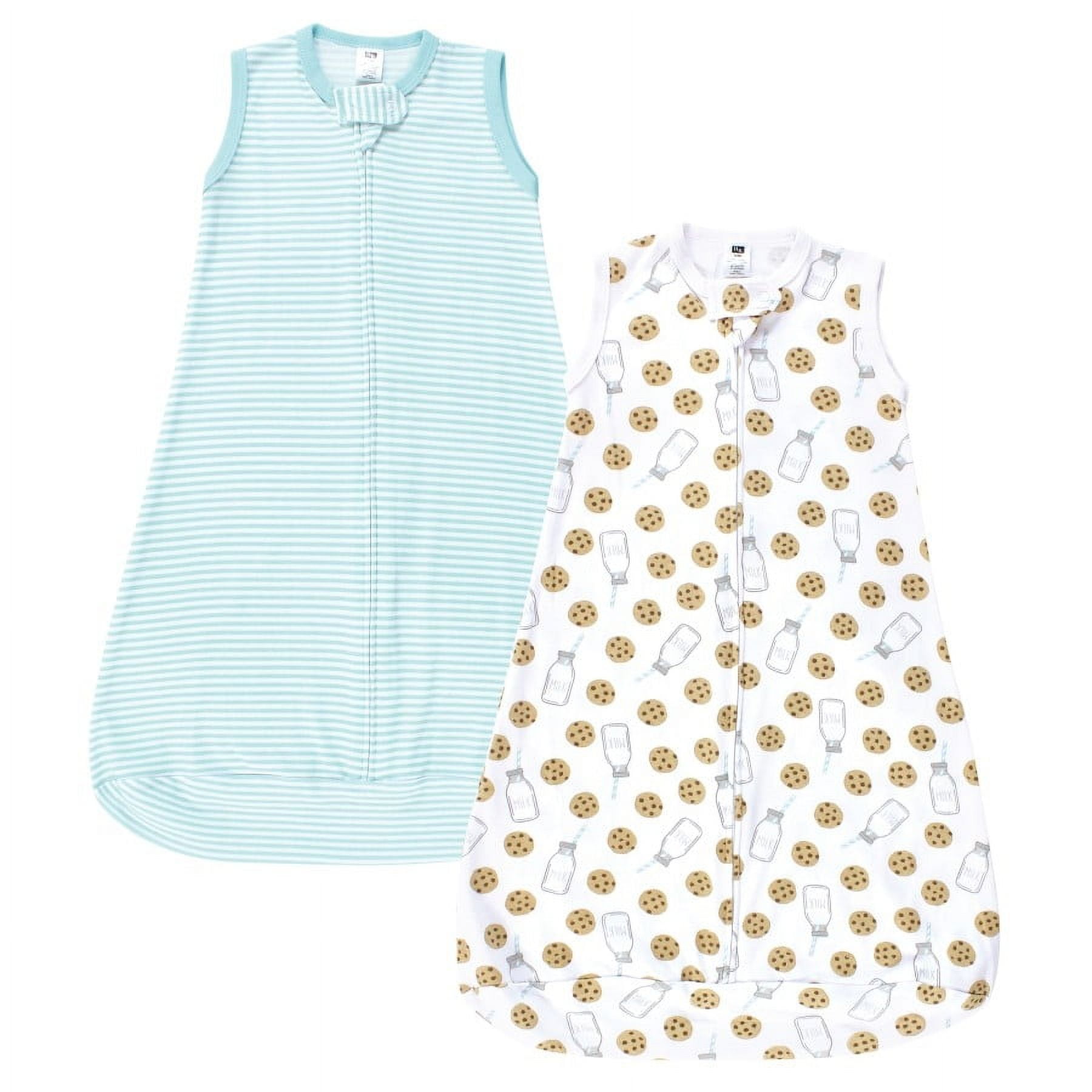 Hudson Baby Cotton Long-Sleeve Wearable Sleeping Bag, Sack, Blanket, Mint Milk Cookies Sleeveless, 3-9 Months