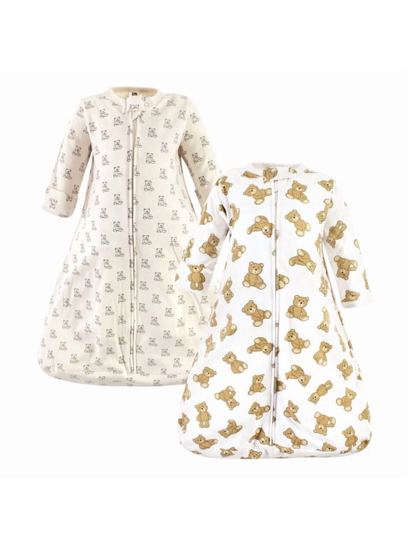 Cotton Long-Sleeve Wearable Sleeping Bag, Sack, Blanket, Teddy Bear Long Sleeve, 12-18 Months
