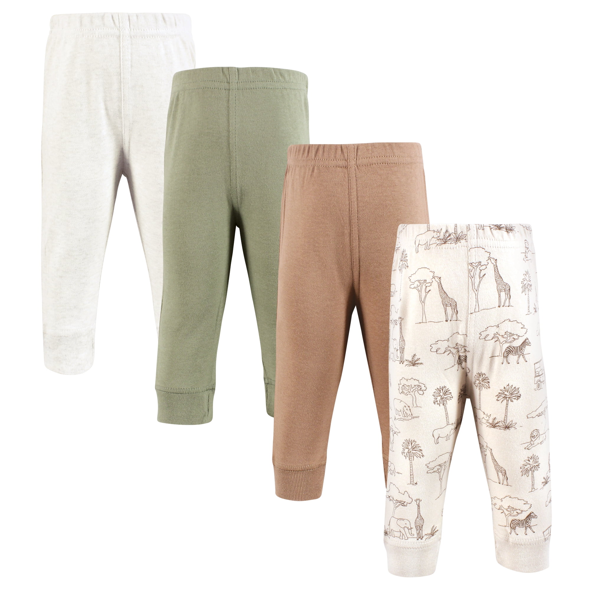 Hudson Baby Cotton Pants and Leggings, Beige Safari Scene, 3T