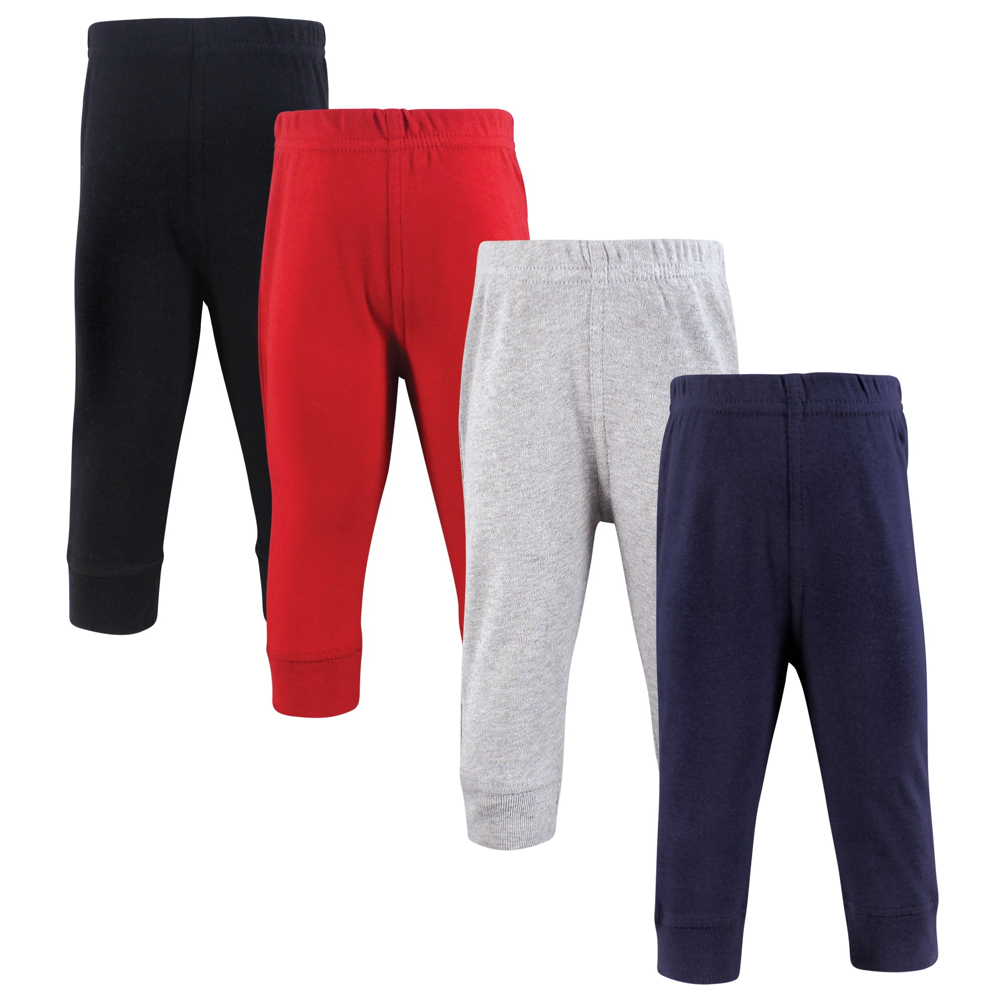 Hudson Baby Cotton Pants and Leggings, Navy Red Black, 12-18 Months